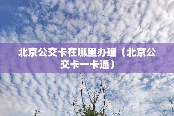 北京公交卡在哪里办理（北京公交卡一卡通）