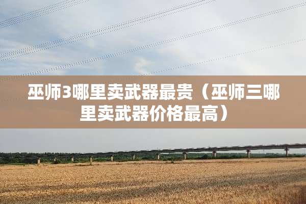 巫师3哪里卖**最贵（巫师三哪里卖**价格最高）