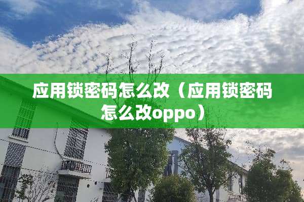 应用锁密码怎么改（应用锁密码怎么改oppo）