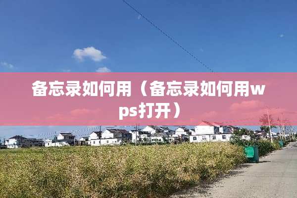 备忘录如何用（备忘录如何用wps打开）