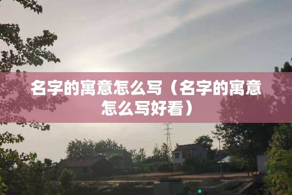 名字的寓意怎么写（名字的寓意怎么写好看）