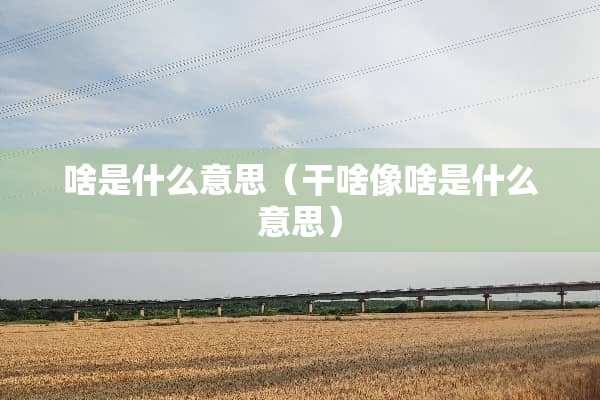 啥是什么意思（干啥像啥是什么意思）