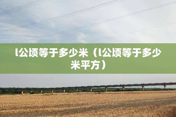 l公顷等于多少米（l公顷等于多少米平方）