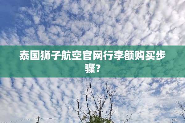 泰国狮子航空官网行李额购买步骤？