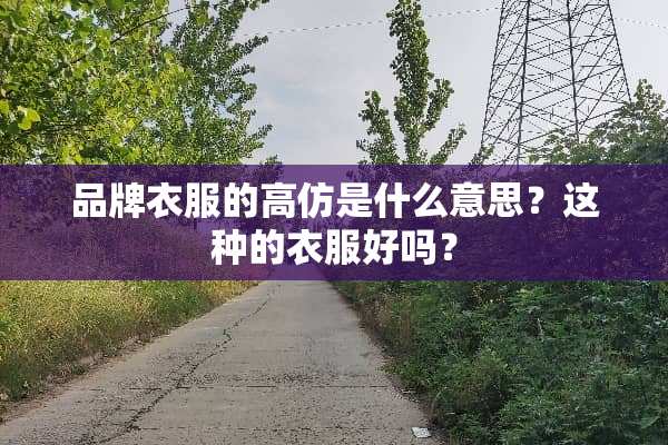 品牌衣服的高仿是什么意思？这种的衣服好吗？
