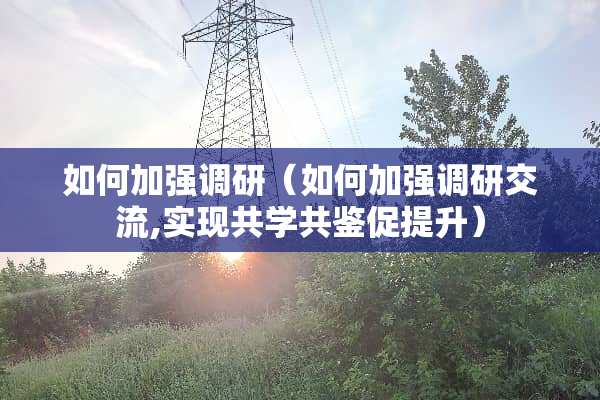 如何加强调研（如何加强调研交流,实现共学共鉴促提升）