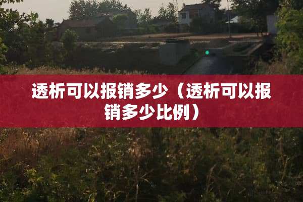 透析可以报销多少（透析可以报销多少比例）