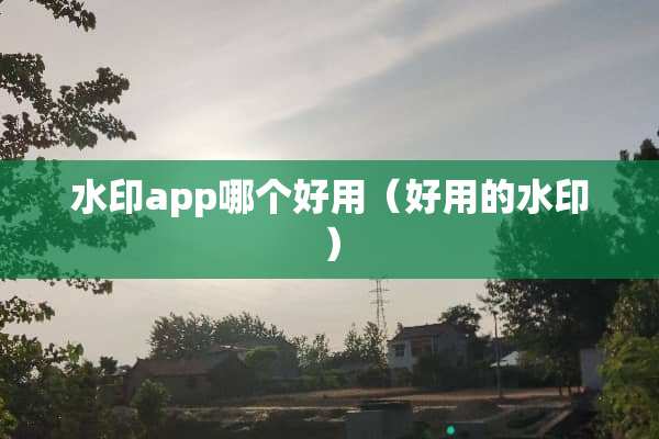 水印app哪个好用（好用的水印）