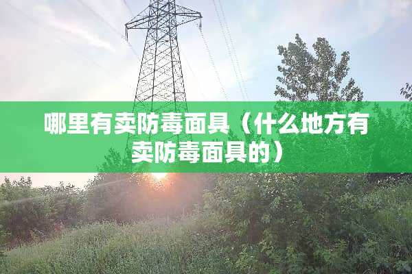 哪里有卖防毒**（什么地方有卖防毒**的）
