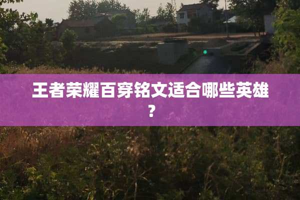 王者荣耀百穿铭文适合哪些英雄？