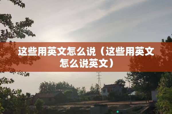 这些用英文怎么说（这些用英文怎么说英文）