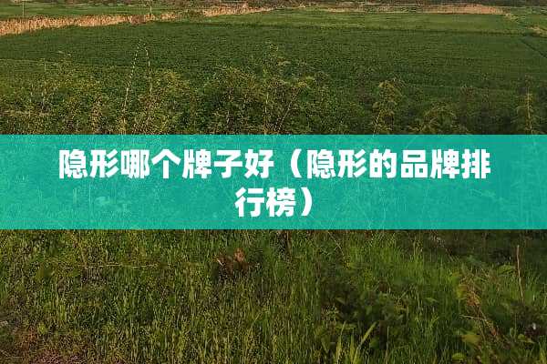 **哪个牌子好（**的品牌排行榜）