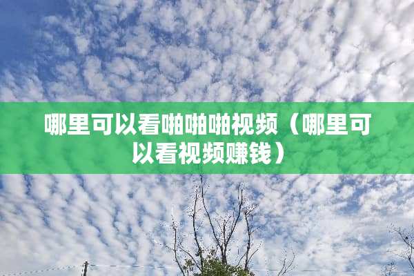 哪里可以看啪啪啪视频（哪里可以看视频赚钱）