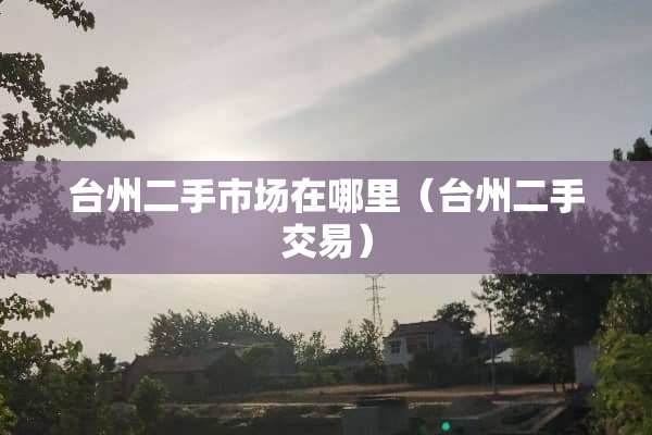 台州二手市场在哪里（台州二手交易）