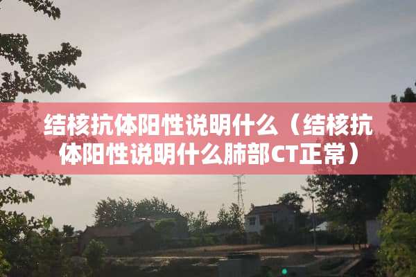 结核抗体阳性说明什么（结核抗体阳性说明什么肺部CT正常）