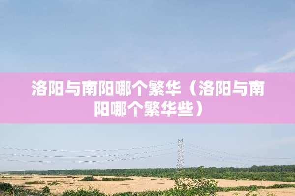 洛阳与南阳哪个繁华（洛阳与南阳哪个繁华些）