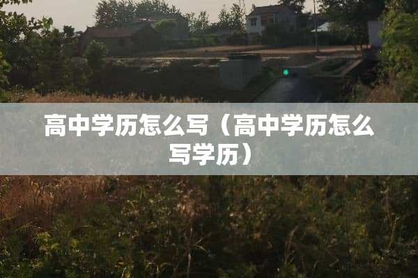 高中学历怎么写（高中学历怎么写学历）