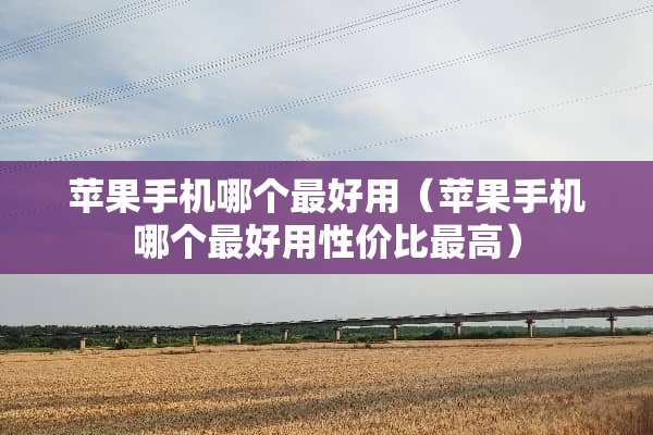 苹果手机哪个最好用（苹果手机哪个最好用性价比最高）