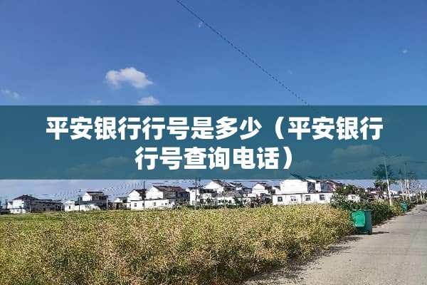 平安银行行号是多少（平安银行行号查询电话）