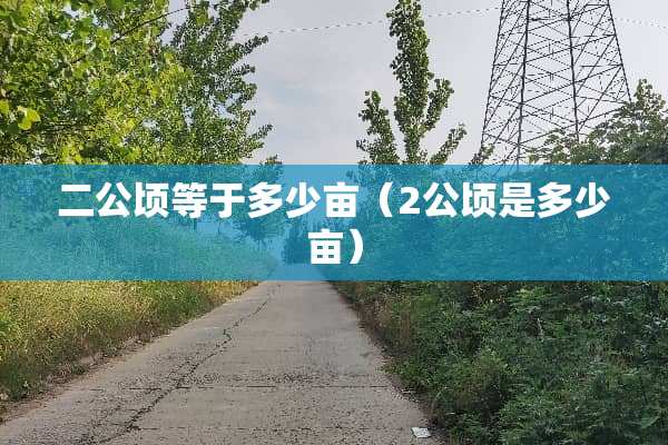 二公顷等于多少亩（2公顷是多少亩）