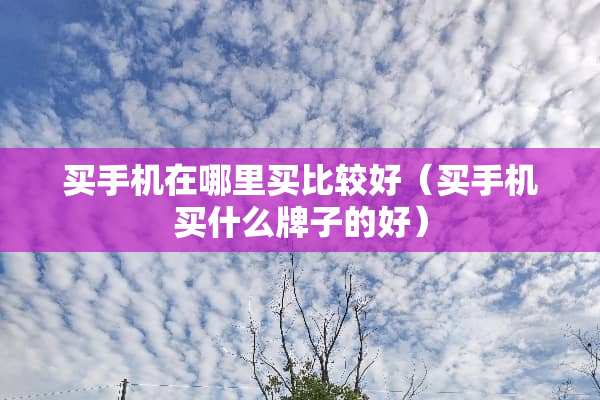 买手机在哪里买比较好（买手机买什么牌子的好）