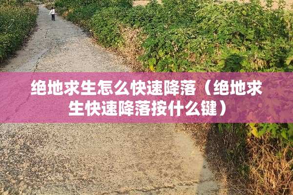 绝地求生怎么快速降落（绝地求生快速降落按什么键）