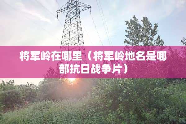 将军岭在哪里（将军岭地名是哪部**战争片）