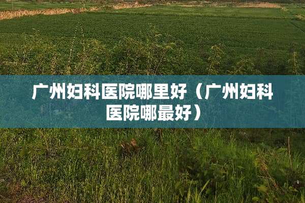 广州妇科医院哪里好（广州妇科医院哪最好）