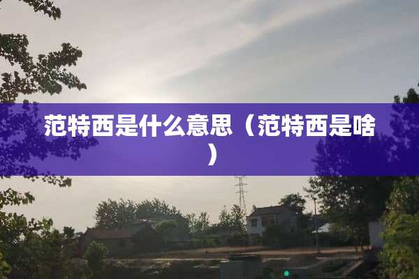 范特西是什么意思（范特西是啥）