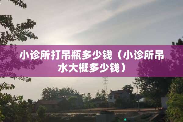 小诊所打吊瓶多少钱（小诊所吊水大概多少钱）