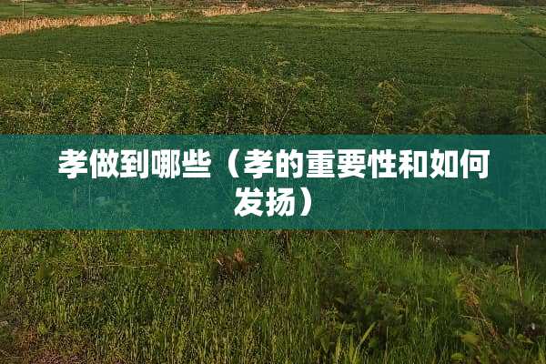 孝做到哪些（孝的重要性和如何发扬）