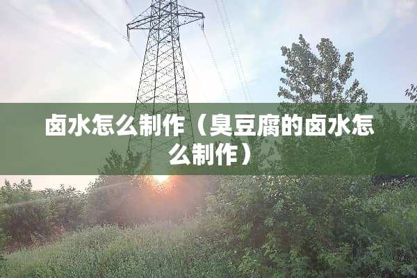 卤水怎么制作（臭豆腐的卤水怎么制作）