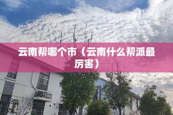 云南帮哪个市（云南什么帮派最厉害）