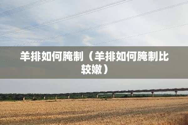 羊排如何腌制（羊排如何腌制比较嫩）