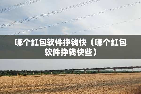 哪个红包软件挣钱快（哪个红包软件挣钱快些）