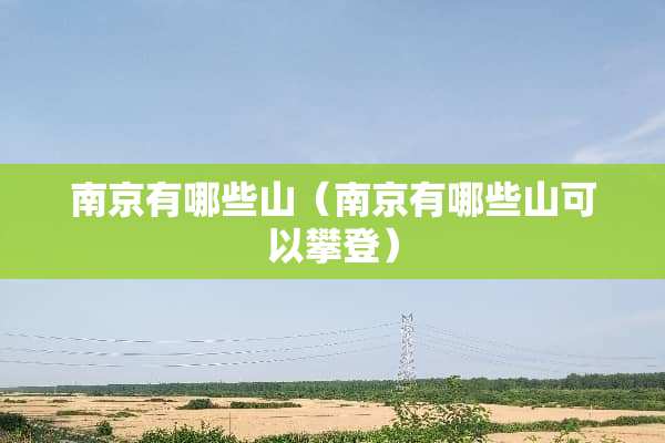 南京有哪些山（南京有哪些山可以攀登）