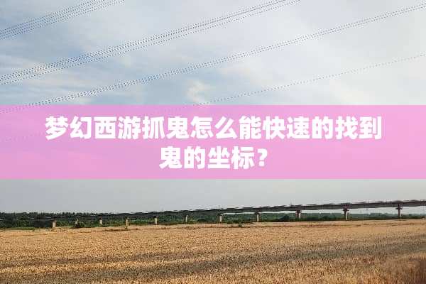 梦幻西游抓鬼怎么能快速的找到鬼的坐标？