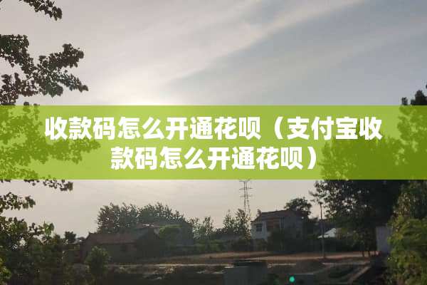 收款码怎么开通花呗（支付宝收款码怎么开通花呗）