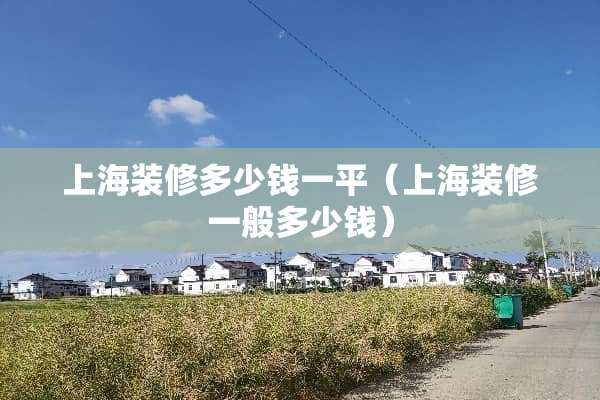 上海装修多少钱一平（上海装修一般多少钱）