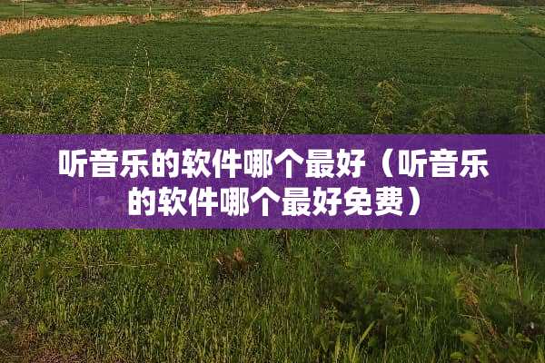 听音乐的软件哪个最好（听音乐的软件哪个最好免费）