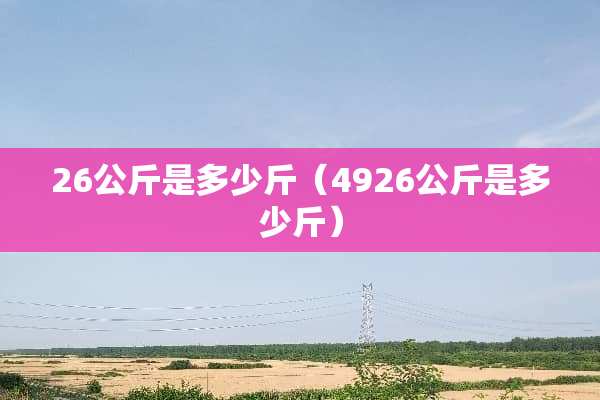 26公斤是多少斤（4926公斤是多少斤）