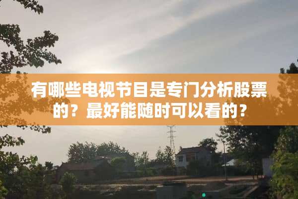 有哪些电视节目是专门分析股票的？最好能随时可以看的？