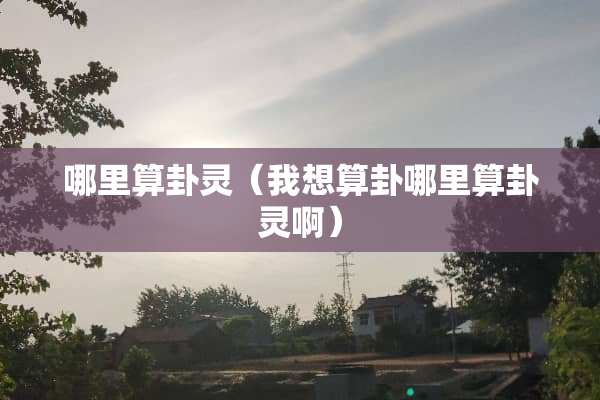 哪里算卦灵（我想算卦哪里算卦灵啊）