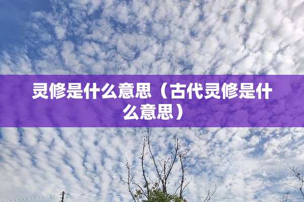 灵修是什么意思（古代灵修是什么意思）