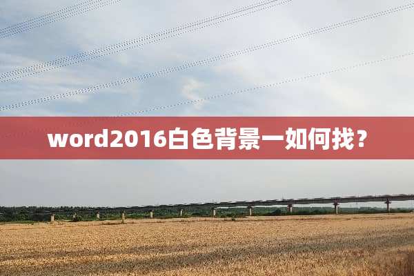 word2016白色背景一如何找？