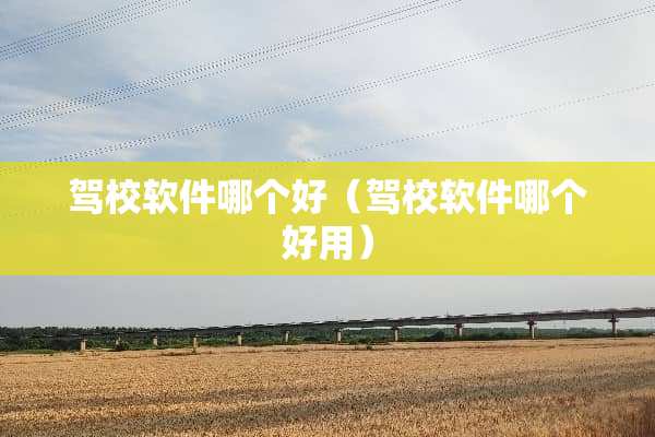 驾校软件哪个好（驾校软件哪个好用）