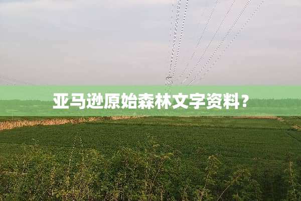 亚马逊原始森林文字资料？