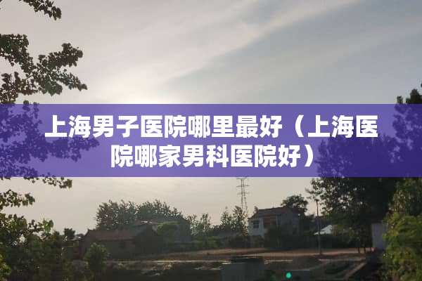 上海男子医院哪里最好（上海医院哪家男科医院好）
