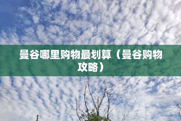 曼谷哪里购物最划算（曼谷购物攻略）