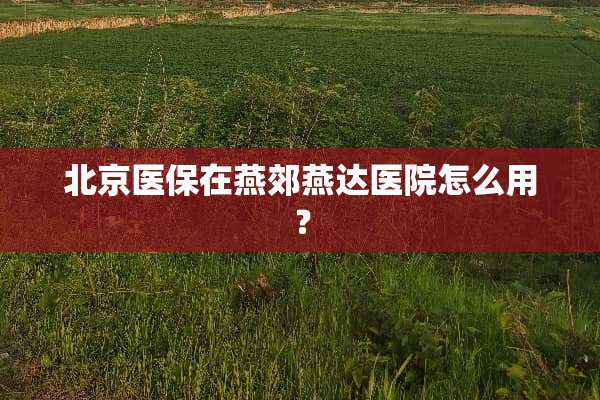 北京医保在燕郊燕达医院怎么用？
